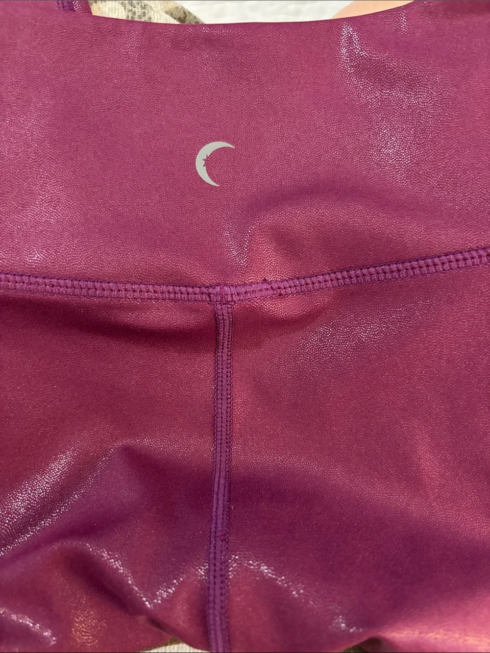 ZYIA High-Waist Shimmer Calve Length Leggings in Plum